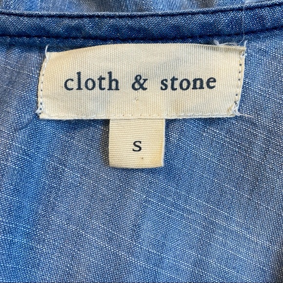 Anthropologie Cloth & Stone One Shoulder Ruffled Chambray Dress - Picture 4 of 8